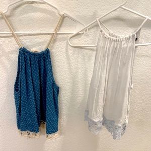 Two Knit Cami Tops (Blue & White)